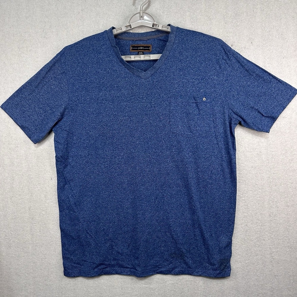 Pd & C Men's XXL V-Neck Tee Blue Short Sleeve